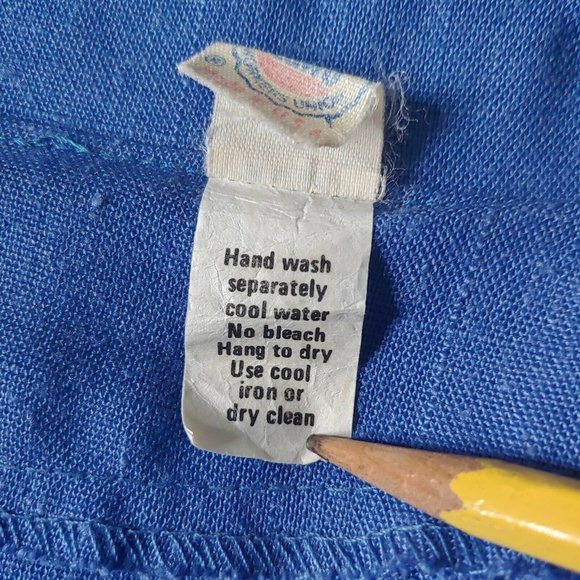 Vintage ILGWU Union Made Womens M Blazer Jacket Blue Cropped Ruffled Shoulders - Picture 9 of 11